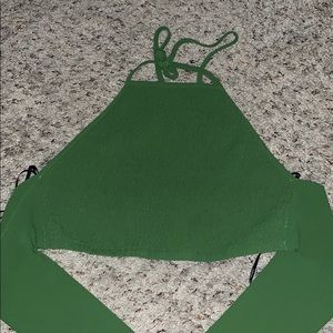 Green halter crop top
